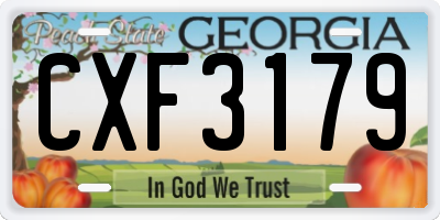 GA license plate CXF3179