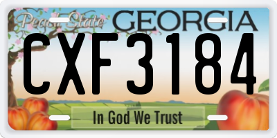 GA license plate CXF3184