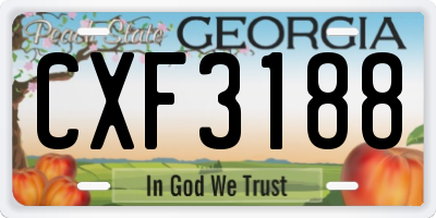 GA license plate CXF3188