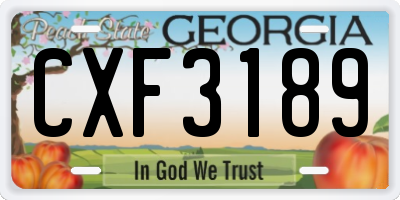 GA license plate CXF3189