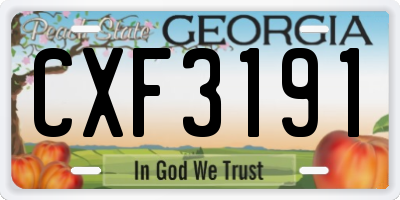 GA license plate CXF3191
