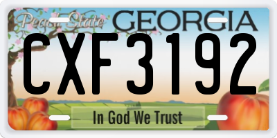 GA license plate CXF3192