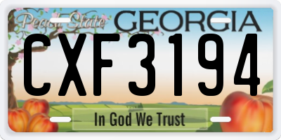 GA license plate CXF3194