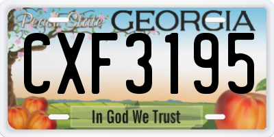 GA license plate CXF3195