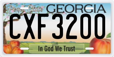 GA license plate CXF3200