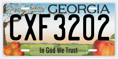 GA license plate CXF3202