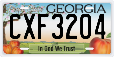 GA license plate CXF3204