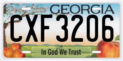 GA license plate CXF3206