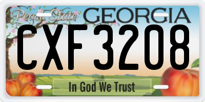GA license plate CXF3208