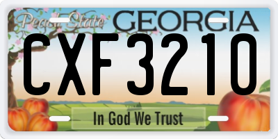 GA license plate CXF3210