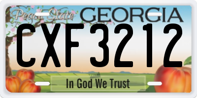 GA license plate CXF3212