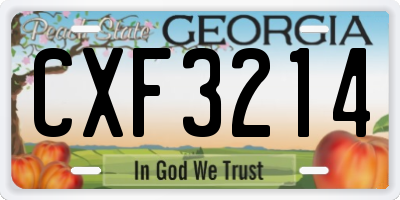 GA license plate CXF3214