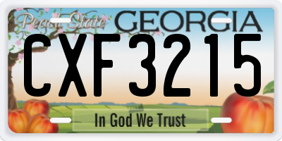GA license plate CXF3215