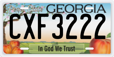 GA license plate CXF3222