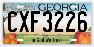 GA license plate CXF3226