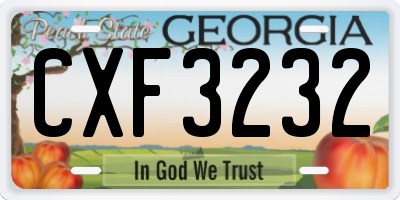 GA license plate CXF3232
