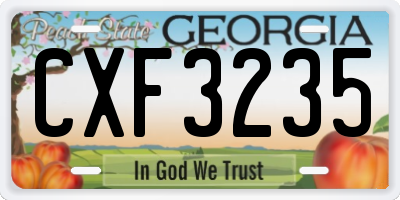 GA license plate CXF3235