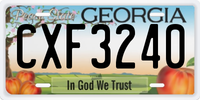 GA license plate CXF3240