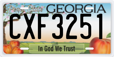 GA license plate CXF3251