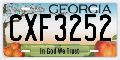 GA license plate CXF3252