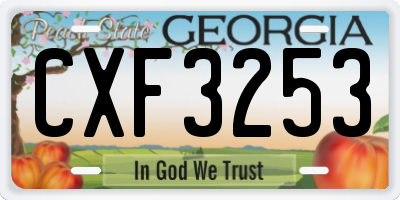 GA license plate CXF3253