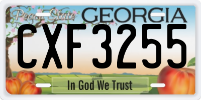 GA license plate CXF3255