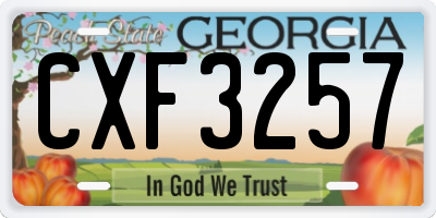 GA license plate CXF3257