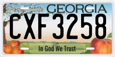 GA license plate CXF3258