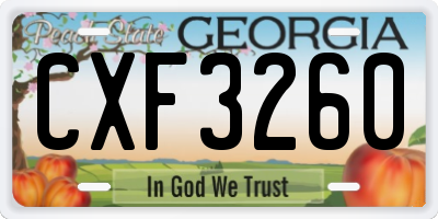 GA license plate CXF3260