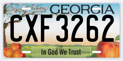 GA license plate CXF3262