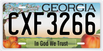 GA license plate CXF3266