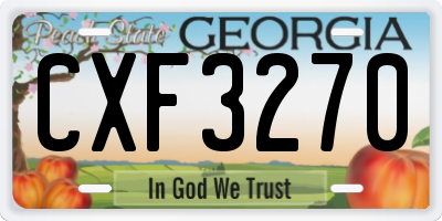 GA license plate CXF3270