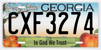 GA license plate CXF3274