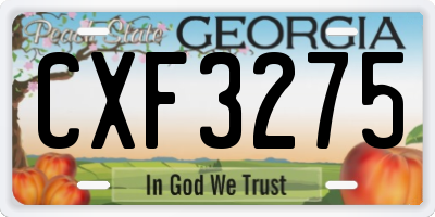 GA license plate CXF3275