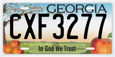 GA license plate CXF3277