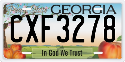 GA license plate CXF3278