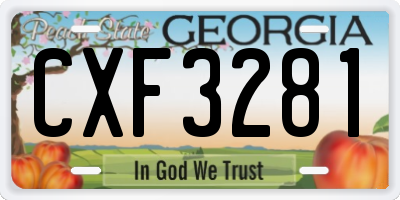 GA license plate CXF3281