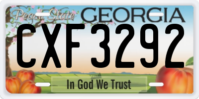 GA license plate CXF3292