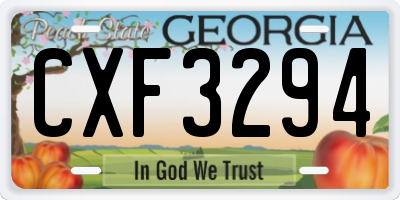 GA license plate CXF3294