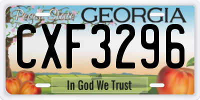 GA license plate CXF3296