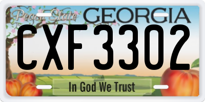 GA license plate CXF3302