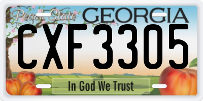 GA license plate CXF3305