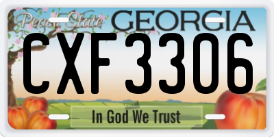 GA license plate CXF3306