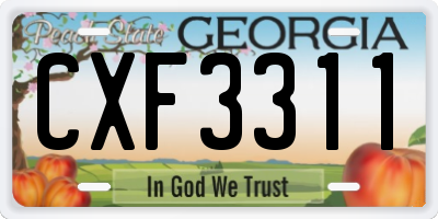 GA license plate CXF3311