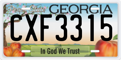 GA license plate CXF3315