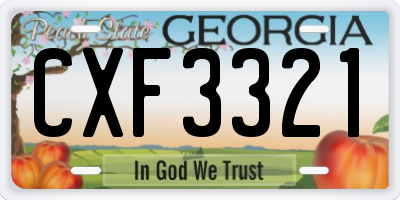 GA license plate CXF3321