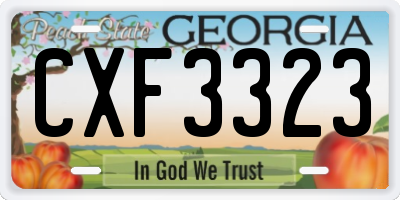 GA license plate CXF3323