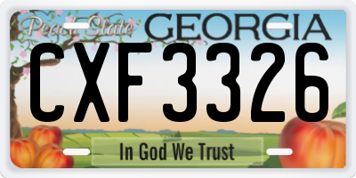 GA license plate CXF3326