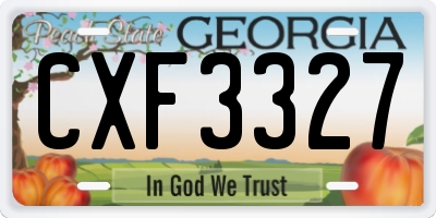 GA license plate CXF3327