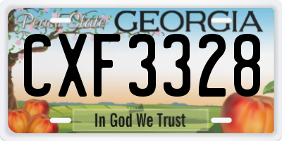 GA license plate CXF3328